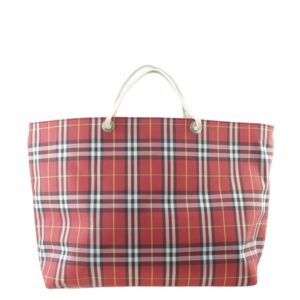 Burberry Vintage Nova Check Red Nylon Tote