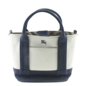 Burberry White & Blue 2-way Whitexblue Canvas Tote