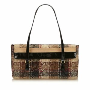 Pre-Loved Burberry Brown Dark Wool Fabric Plaid Shoulder Bag United Kingdom