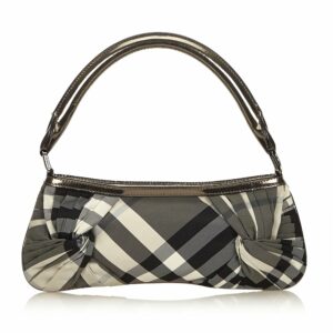 Pre-Loved Burberry Black Nylon Fabric Plaid Baguette United Kingdom