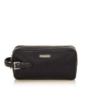 Pre-Loved Burberry Black Nylon Fabric Clutch Bag Japan