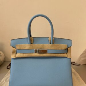 Hermes Birkin 30 Celeste Epsom Palladium Hardware
