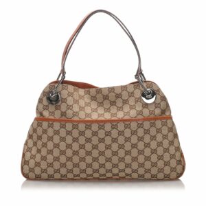 New Gucci Brown Beige Canvas Fabric GG Eclipse Tote Bag Italy