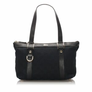 New Gucci Black Canvas Fabric GG Tote Bag Italy