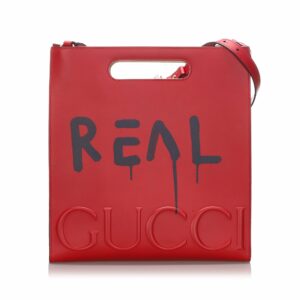 New Gucci Red Calf Leather GucciGhost Tote Italy