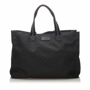 New Gucci Black Canvas Fabric GG Tote Bag Italy