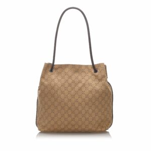 New Gucci Brown Light Canvas Fabric GG Gifford Tote Bag Italy