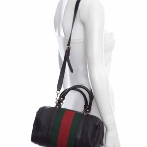 Gucci Black Leather Mini Bowler Handbag