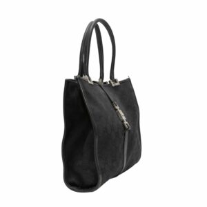 New Black Gucci Monogram Canvas & Leather Tote Bag