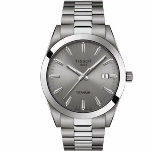 Tissot Gentleman Quartz Titanium Case Grey Dial Grey Strap Gent Watch T1274104408100