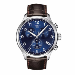 Tissot Chrono XL Classic Quartz Stainless Steel Case Blue Dial Brown Strap Gent Watch T1166171604700