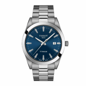 Tissot Gentleman Titanium Quartz Blue Dial Grey Strap Gent Watch T1274104404100