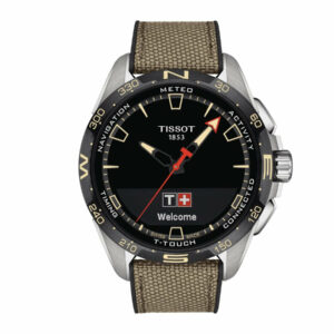 Tissot T-Touch Connect Solar Quartz Antimagnetic Titanium case Black Dial Beige Strap Gent Watch T1214204705107
