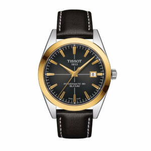Tissot Gentleman Powermatic 80 Silicium Solid Stainless Steel Case Anthracite Dial Grey Strap Gent Watch T9274074606101