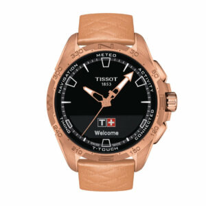 Tissot T-Touch Connect Solar Quartz Antimagnetic Titanium Case with rose gold pvd coating Black Dial Rose Gold Strap Gent Watch T1214204605100