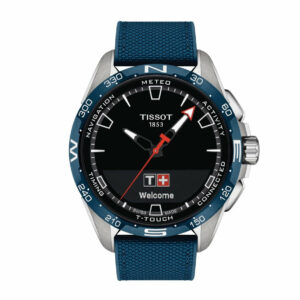 Tissot T-Touch Connect Solar Quartz Antimagnetic Titanium Case Black Dial Blue Strap Gent Watch T1214204705106