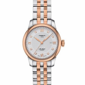 Tissot Le Locle Automatic Lady Special Edition Stainless Steel Rose Gold PVD coating Case Silver Dial Grey, Rose Gold 5N Strap in addition to Wesselton diamonds and MOP dials Women's Watch T0062072203600