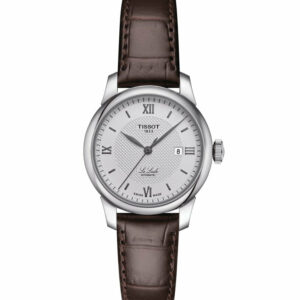 Tissot Le Locle Automatic Lady Stainless Steel Case Silver Dial Brown Strap in addition to Wesselton diamonds and MOP dials Women's Watch T0062071603800