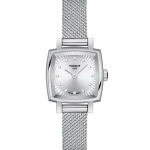 Tissot Lovely Square Quartz Stainless Steel Case Silver Dial Grey Strap Women's Watch T0581091103600