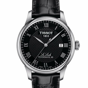 Tissot Le Locle Powermatic 80 Stainless Steel Case Black Dial Black Strap exquisite elegance with details such as Roman numerals and a traditional Le Locle signature Men's Watch T0064071605300