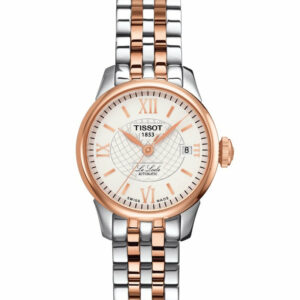Tissot Le Locle Automatic Small Lady Stainless Steel Rose Gold PVD coating Case Silver Dial Grey, Rose Gold 5N Strap exquisite elegance with details such as Roman numerals and a traditional Le Locle signature Women's Watch T41218333