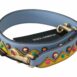 Dolce & Gabbana Blue Leather Bag Strap with Multicolor Zigzag Pattern and Gold-Toned Hardware