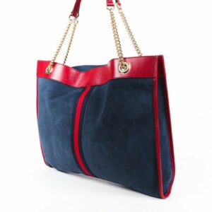Gucci Bag Rajah Large Blue Suede Leather Tote