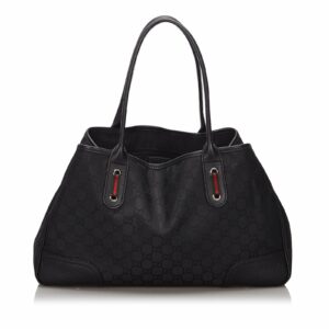 New Gucci Black Canvas Fabric GG Princy Tote Bag Italy