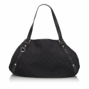 New Gucci Black Canvas Fabric GG Pelham Tote Bag Italy