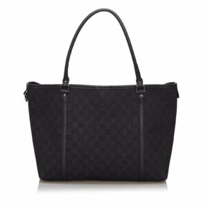 New Gucci Black Canvas Fabric GG Tote Bag Italy