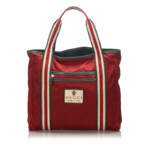 New Gucci Red Nylon Fabric Tote Bag Italy