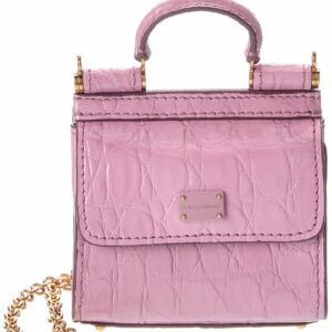 Dolce & Gabbana Sicily Micro Croc-Embossed Leather Tote ONE SIZE Pink