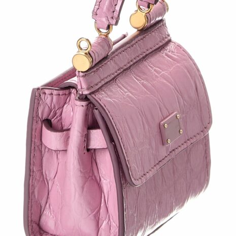 Dolce & Gabbana Sicily Micro Croc-Embossed Leather Tote
