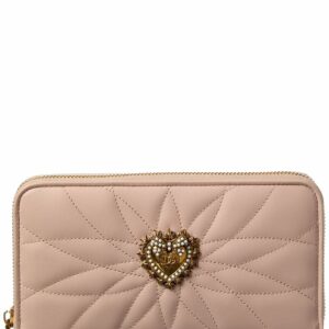 Dolce & Gabbana Devotion Quilted Leather Zip Around Wallet ONE SIZE Pink