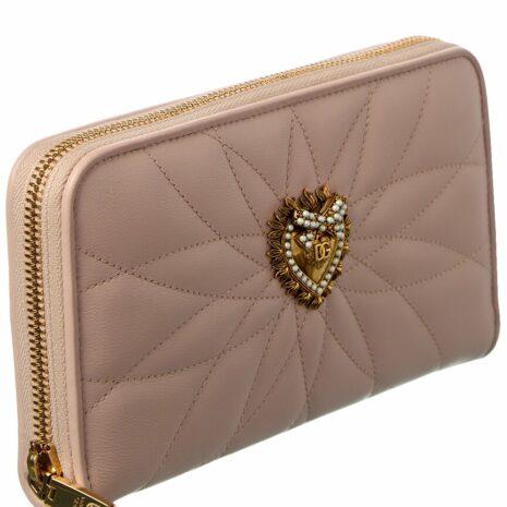 Dolce & Gabbana Devotion Quilted Leather Zip Around Wallet