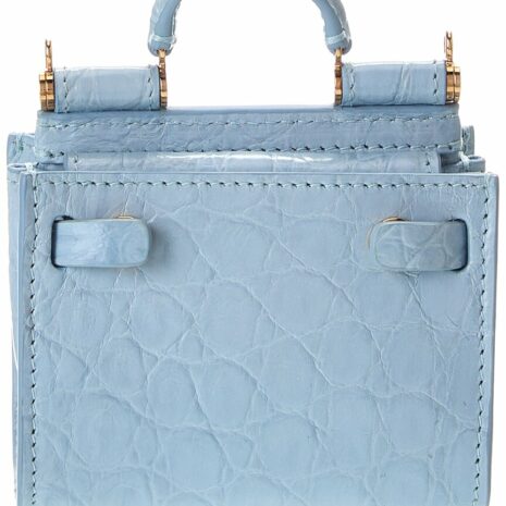 Dolce & Gabbana Sicily Micro Croc-Embossed Leather Tote