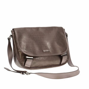 Gucci Lilac Crystal GG Coasted Canvas Double Buckle Messenger