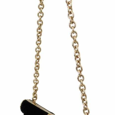 Dolce & Gabbana Velvet Evening Party Crossbody with Crystal Studs and Gold Chain Strap