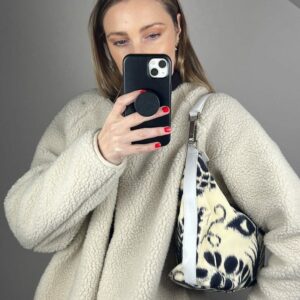 New Gucci Shoulder Bag with Navy & White Flower Pattern