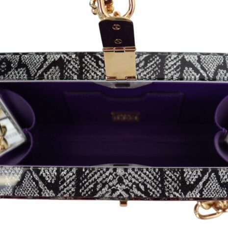 Dolce & Gabbana Fashion Devotion Box Bag Women's Black Acrylic Box Bag with Chain Strap 'Fashion Devotion' Printed Box Bag Chain Strap Box Bag - Black Women's Fashion Devotion Box Bag by Dolce &