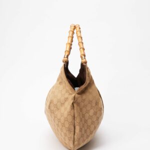 New Gucci Bag with Bamboo Handle - Beige Canvas