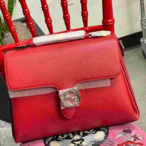 Gucci GG Interlocking Chain Shoulder Bag, Red Calfskin, Small