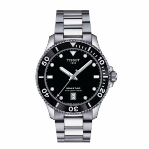 Tissot Seastar 1000 40MM Stainless Steel Case Black Dial Grey Strap Men's Watch T1204101105100