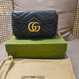 Gucci Marmont Super Mini Crossbody Bag, Leather, Black