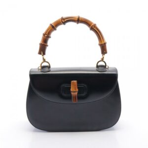 Gucci Bamboo Handbag Leather Black