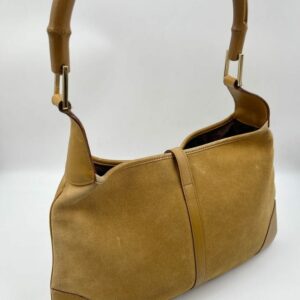 New Gucci Jackie Bag in Soft Suede with Iconic Bamboo Handle