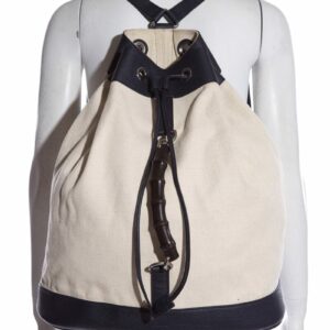 Gucci Canvas & Navy Bamboo Detail Bucket Backpack