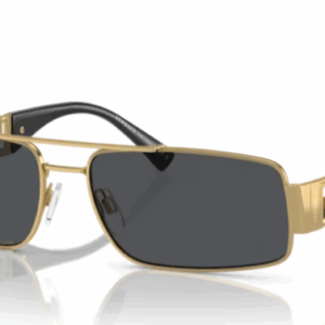Versace 0VE2257 100287 Gold/ Dark Grey  Rectangular Men's Sunglasses