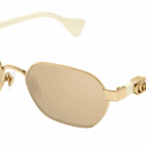 Gucci GG1593S 002 Gold-Ivory/Pink Hexagonal Women's Sunglasses