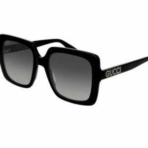 Gucci Black GG0418S 001 Square Frame Grey Glass Women's Sunglasses